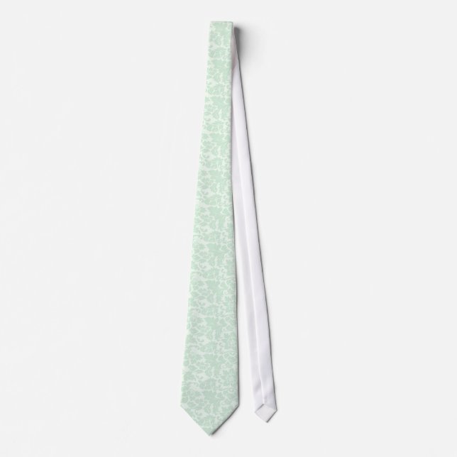 Elegante Mint-Green 2 Floral Damasks Krawatte (Vorderseite)