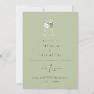 Elegante Mint Green Champagne Einladung zur Hochze