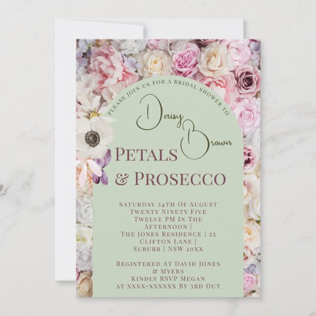 Elegante Mint Green Floral Arch Summer Bridal Show Einladung (Vorderseite)