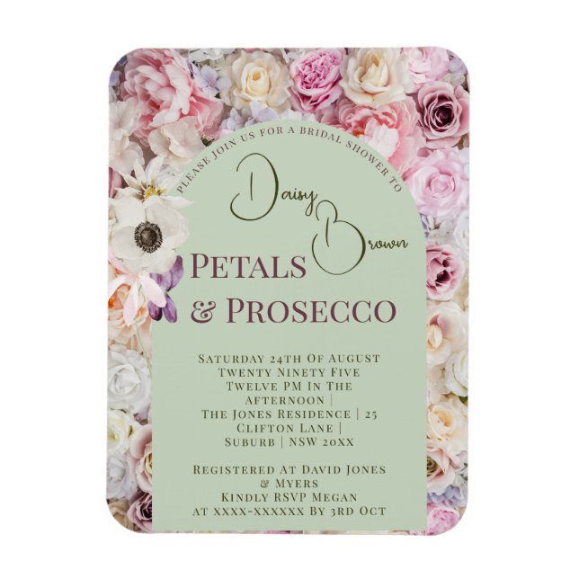 Elegante Mint Green Floral Arch Summer Bridal Show Magnet (Vertikal)