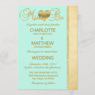 Elegante MINT TO BE Gold Moderne Einladung zur Hoc