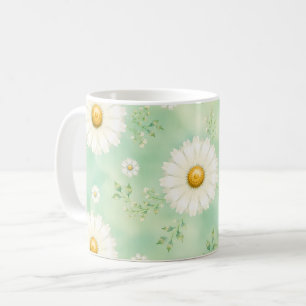 Elegante Minz-Aquarell-Margerite Kaffeetasse