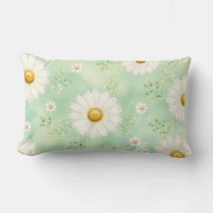 Elegante Minz-Wasserfarben-Margerite Lendenkissen