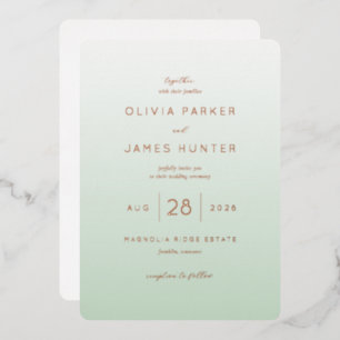 Elegante Minze Minimalistische Hochzeitseinladung Folieneinladung