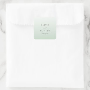 Elegante Minze Minimalistische Hochzeitseinladung Quadratischer Aufkleber