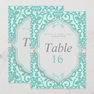Elegante Minze und Gray Tischnummer Card