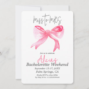 Elegante Miss an MRS. Pink Bow Junggeselinnen-Absc Einladung