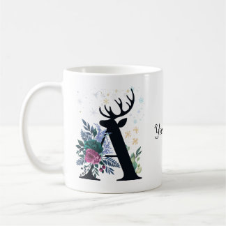 Elegante Mit Monogramm Blumenfamilien Weihnachten Kaffeetasse