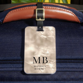 Elegante Mit Monogramm Elfenbeinküste Pearl Textur Gepäckanhänger