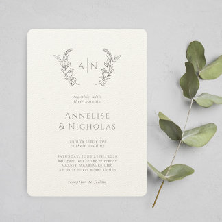 Elegante mit Monogramm Hochzeit Einladung