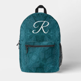 Elegante Mit Monogramm Imitate-Linen Green Bedruckter Rucksack