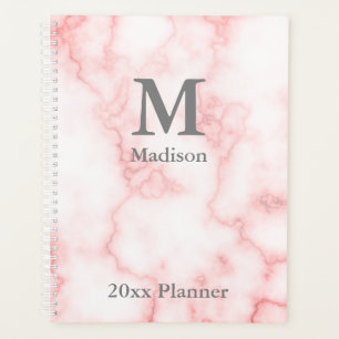 Elegante Mit Monogramm Imitate Rosa Marmorplaner Planer