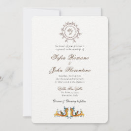 Elegante Mit Monogramm italienische Hochzeit Einla Einladung