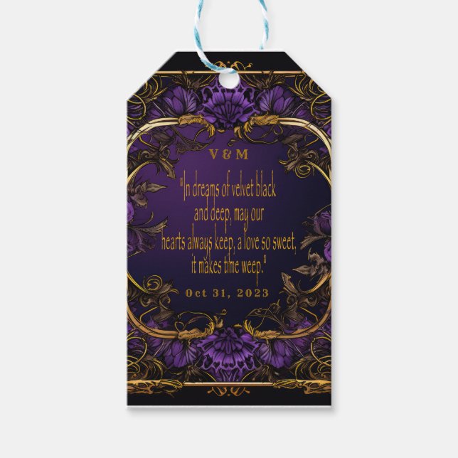 Elegante Mit Monogramm Liebe Zauber Gotische Hochz Geschenkanhänger (Vorderseite)