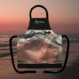 Elegante Mit Monogramm Mauve Silver Marbled Schürz Schürze