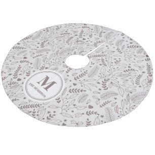Elegante mit Monogramm Mistelbraun Fleece Weihnachtsbaumdecke