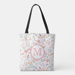 Elegante Mit Monogramm Pastel Floral Tasche