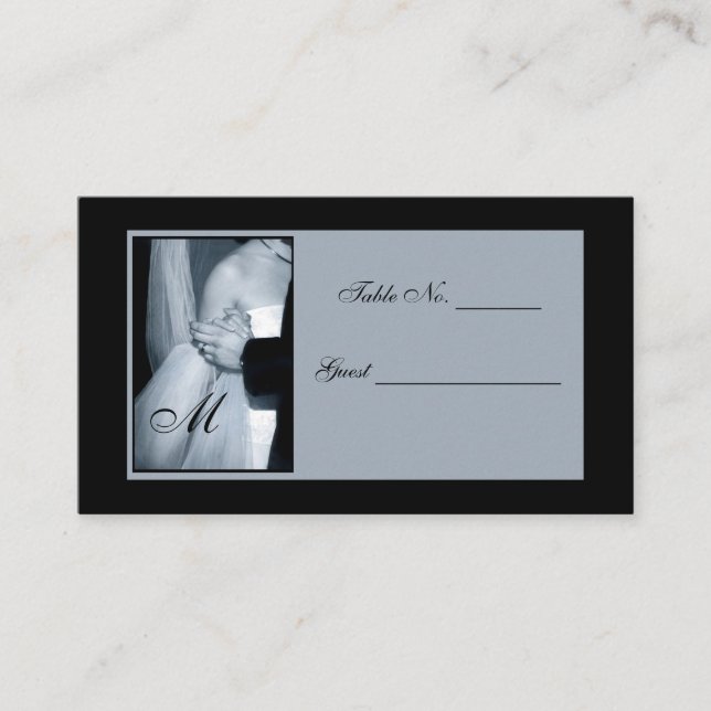 Elegante Mit Monogramm Platzkarte (Vorderseite)