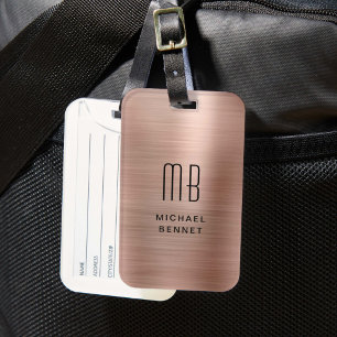Elegante Mit Monogramm Rose Gold gegossen Metallic Gepäckanhänger