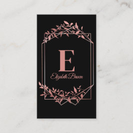 Elegante mit Monogramm Rose Goldrahmen Blätter sch Visitenkarte