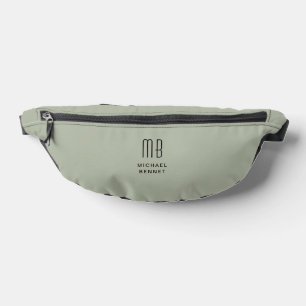 Elegante Mit Monogramm Sage Green Bauchtasche