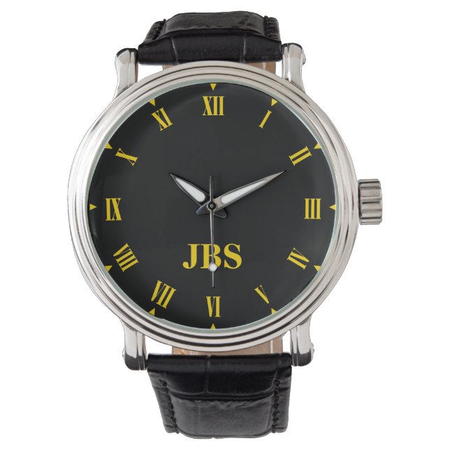 Elegante Mit Monogramm Uhr und römische Zahl (Vorderseite)