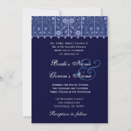 Elegante Mitternacht Damask Hochzeit Einladung