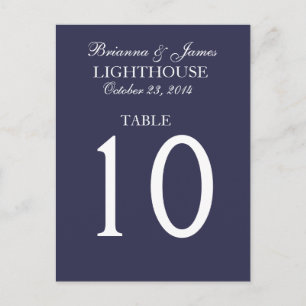 Elegante Mitternacht- und White Wedding Tischnumme Postkarte