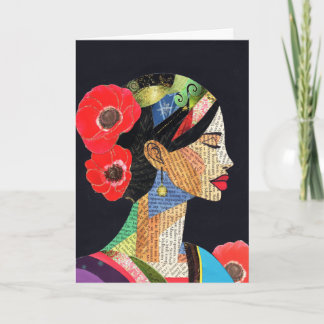 Elegante Mixed-Media-Frauenprofil-Collage-Grußkart Karte