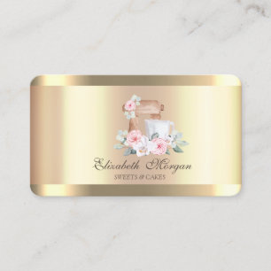 Elegante Mixer Blume Gold Stripe Gold Bäckerei Visitenkarte