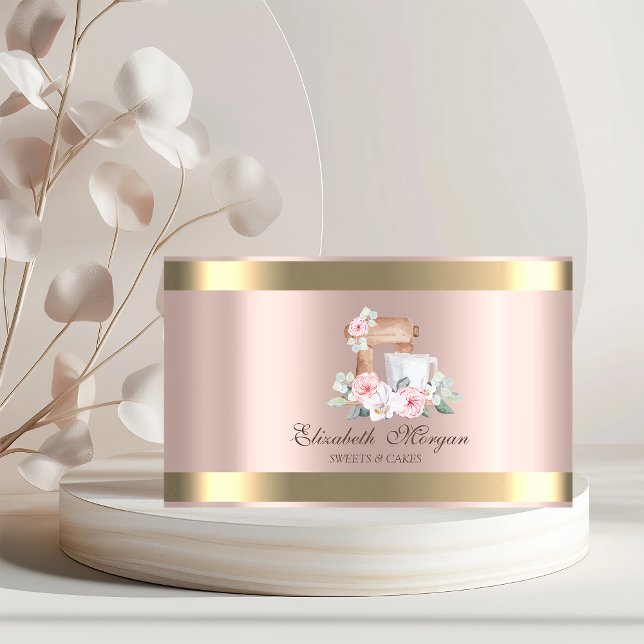 Elegante Mixer Blume Gold Stripe Rose Goldene Bäck Visitenkarte (Von Creator hochgeladen)