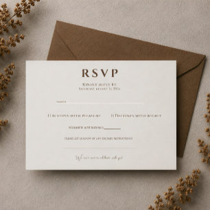 Elegante Mocha Minimalistische Zeitlose Moderne Ho RSVP Karte