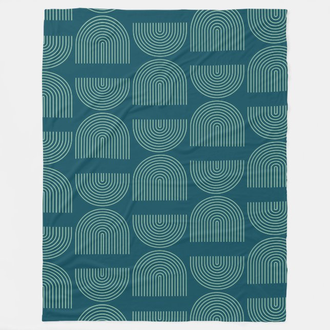 Elegante Mod Arch Lines in Aquamarinem Blau Fleecedecke (Vorderseite)