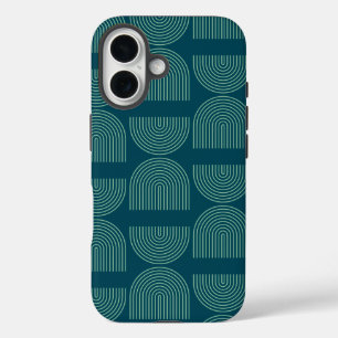 Elegante Mod Arch Lines in Aquamarinem Blau iPhone 16 Hülle