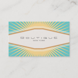 Elegante Mode-Boutique Türkis-Gelbes Retro Visitenkarte