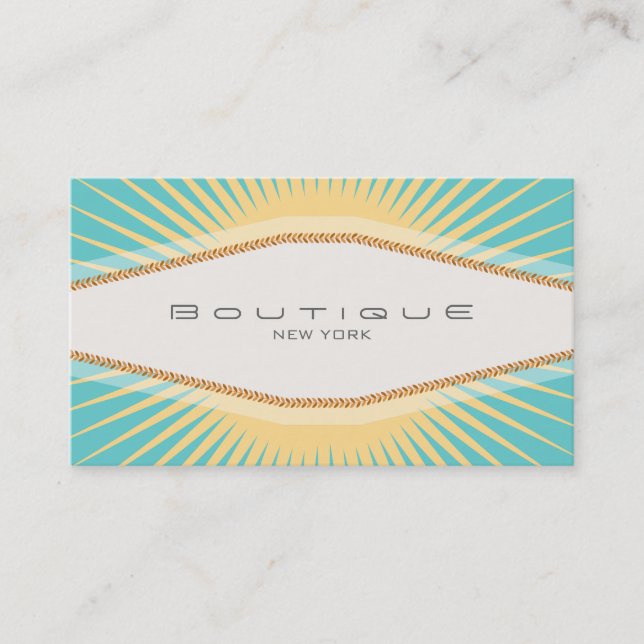Elegante Mode-Boutique Türkis-Gelbes Retro Visitenkarte (Vorderseite)