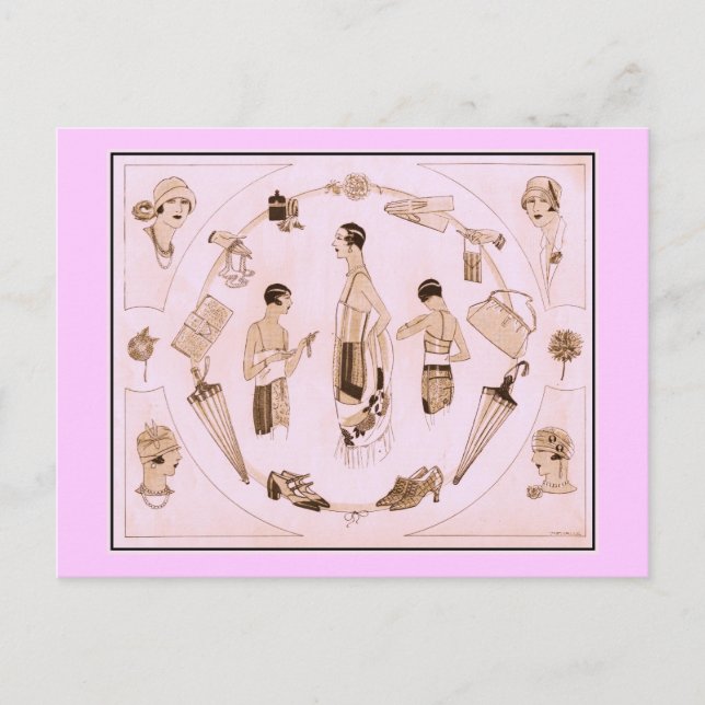 Elegante Mode der 1920er Jahre Postkarte (Vorderseite)