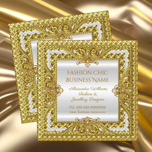 Elegante Mode Juwelier Designer Gold Diamonds Quadratische Visitenkarte (Von Creator hochgeladen)