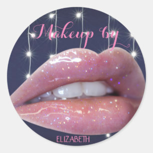 Elegante Moder Girly, Maskenbildnerin, Lippen Runder Aufkleber