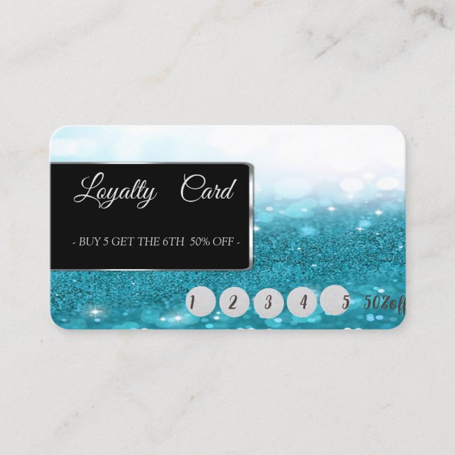Elegante Modern Blue Glittery Bokeh Treuekarte (Vorderseite)