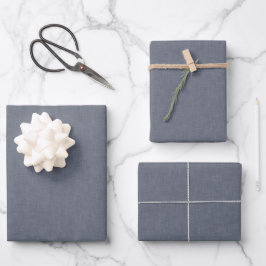 Elegante Modern Blue Gray Imitate Linen Geschenkpapier Set