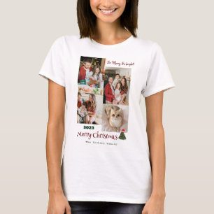 Elegante Modern Christmas Family Foto Collage T-Shirt