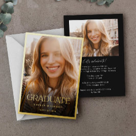 Elegante Modern Foto Gold Graduation Party Folieneinladung