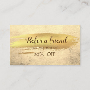 Elegante Modern Gold Brush Stroke Referenzkarte Empfehlungskarte
