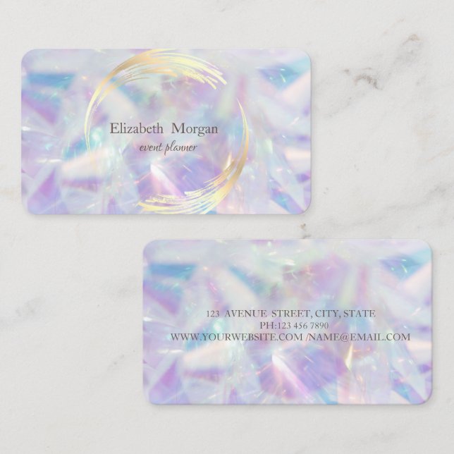 Elegante Modern Gold Circle Colorful Opal Visitenkarte (Vorne/Hinten)