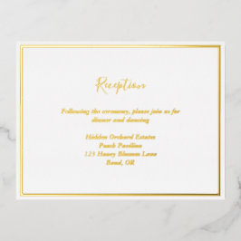 Elegante Modern Gold Foil Empfang Einschließungska Folie Einladungspostkarte