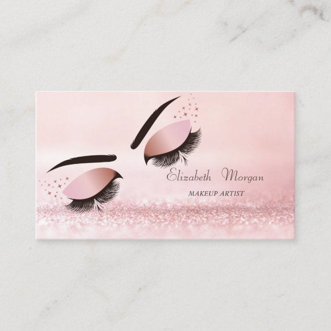 Elegante Modern Pink Bokeh Imitate Lashes Visitenkarte (Vorderseite)