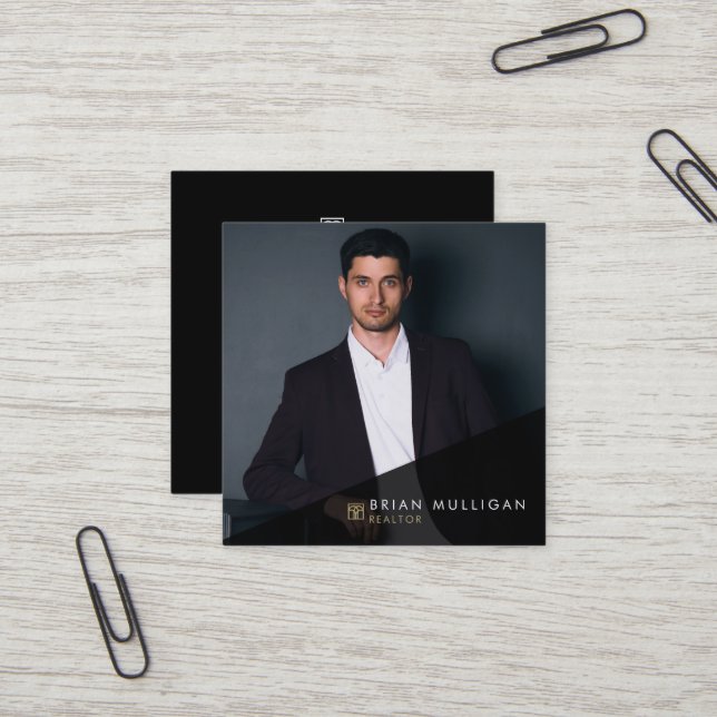 Elegante Modern Real Anwesen Agent Business Card Quadratische Visitenkarte (Vorderseite/Rückseite Beispiel)