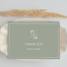 Elegante Modern Sage Green Monogram Dankeschön Car