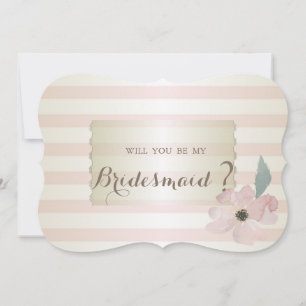 Elegante Modern Striped Blume Bridesmaid Card Einladung